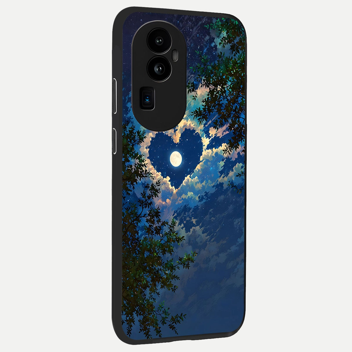 Heart With Moon Sky back cover For Oppo Reno 10 Pro Plus slim fit glass case with vibrant aesthetic design