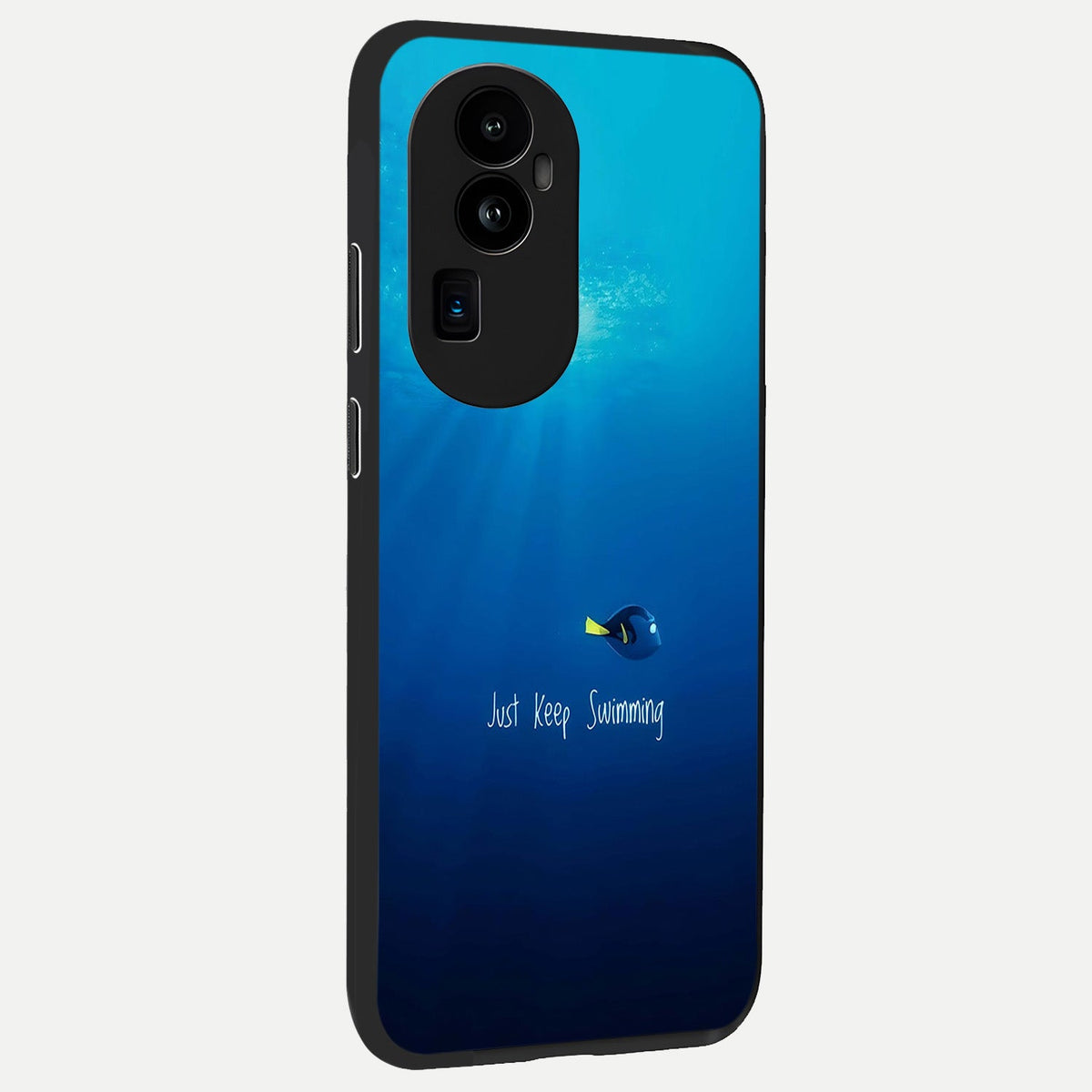 Just Keep Swimming back cover For Oppo Reno 10 Pro Plus slim fit glass case with vibrant aesthetic design
