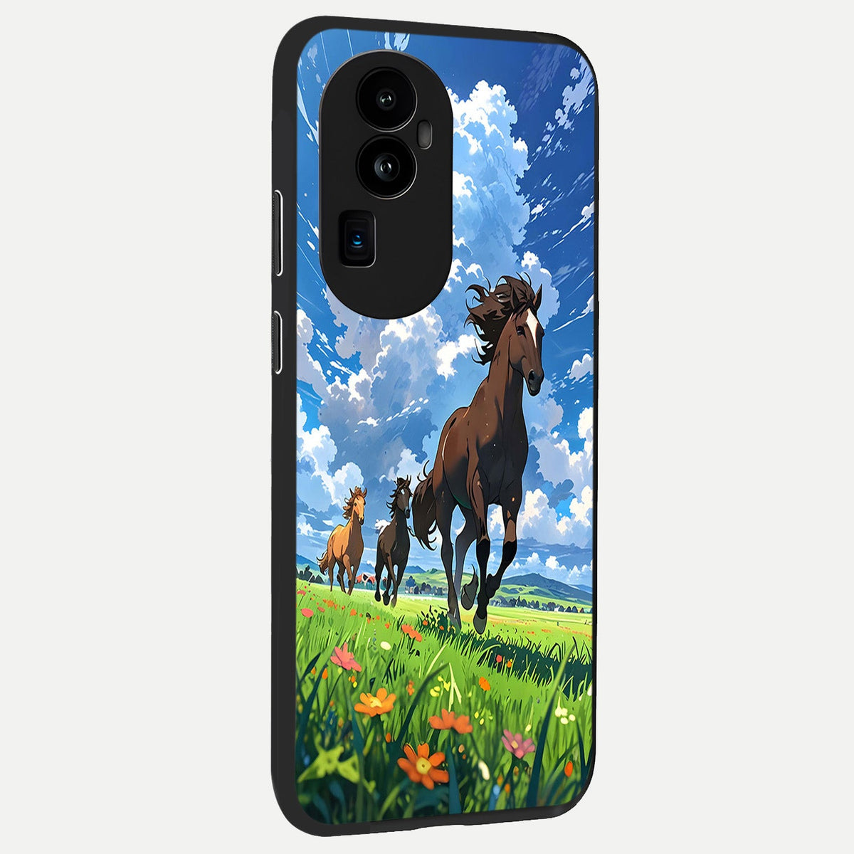 Majestic Horses Galloping back cover For Oppo Reno 10 Pro Plus slim fit glass case with vibrant aesthetic design
