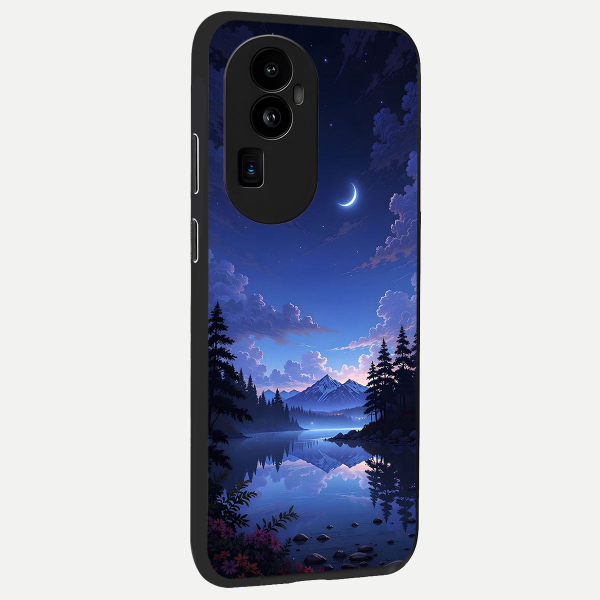 Midnight Lake Peace back cover For Oppo Reno 10 Pro Plus slim fit glass case with vibrant aesthetic design