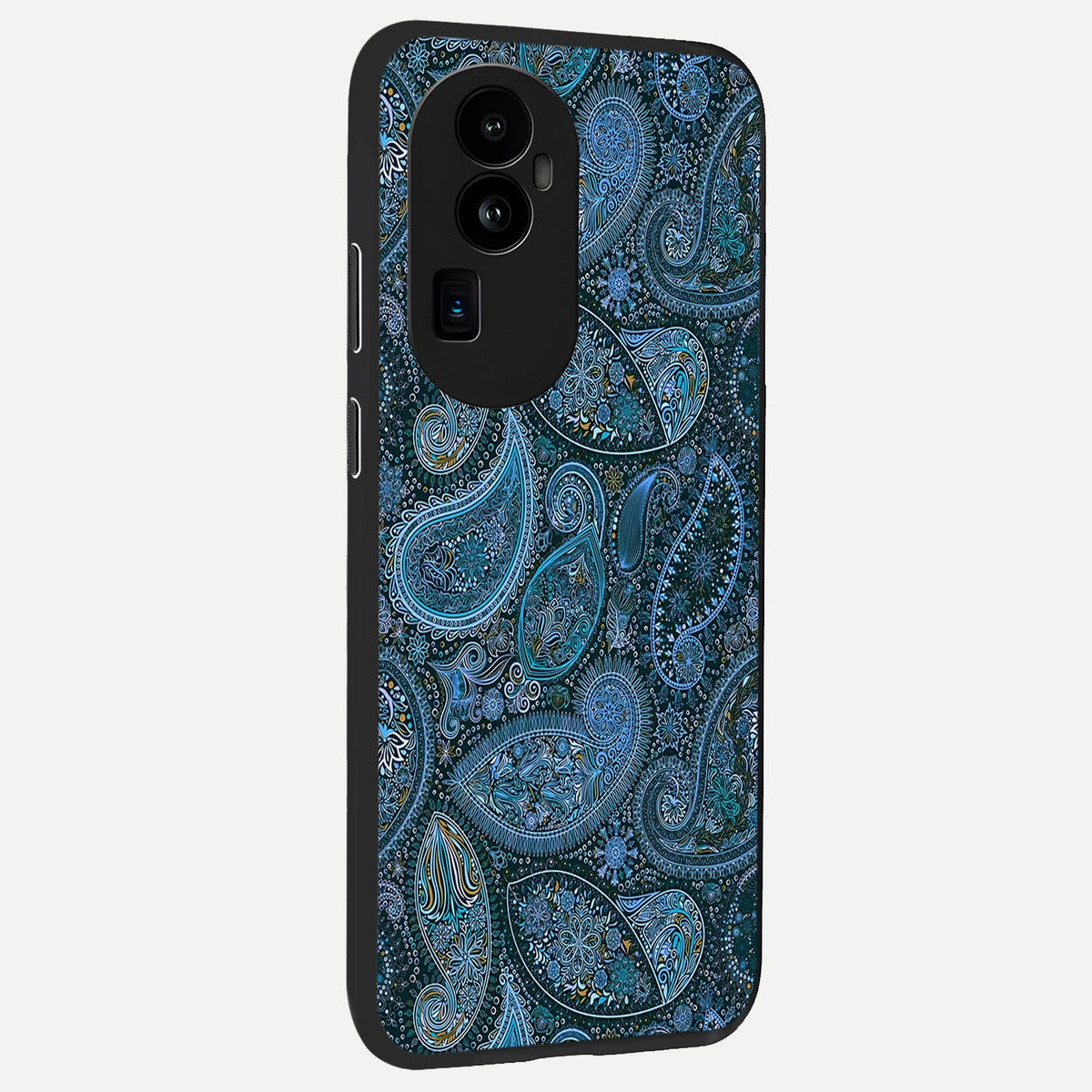 Midnight Paisley Glow back cover For Oppo Reno 10 Pro Plus slim fit glass case with vibrant aesthetic design