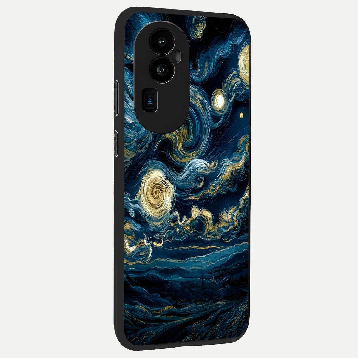 Midnight Sky Whirl back cover For Oppo Reno 10 Pro Plus slim fit glass case with vibrant aesthetic design