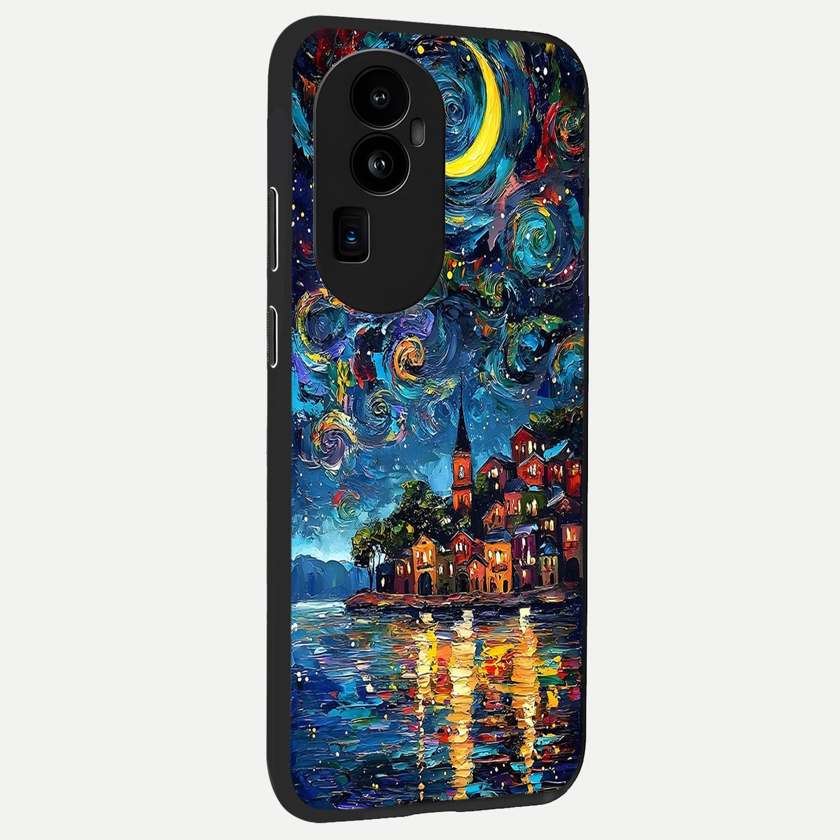 Moonlight Harbor Glow back cover For Oppo Reno 10 Pro Plus slim fit glass case with vibrant aesthetic design