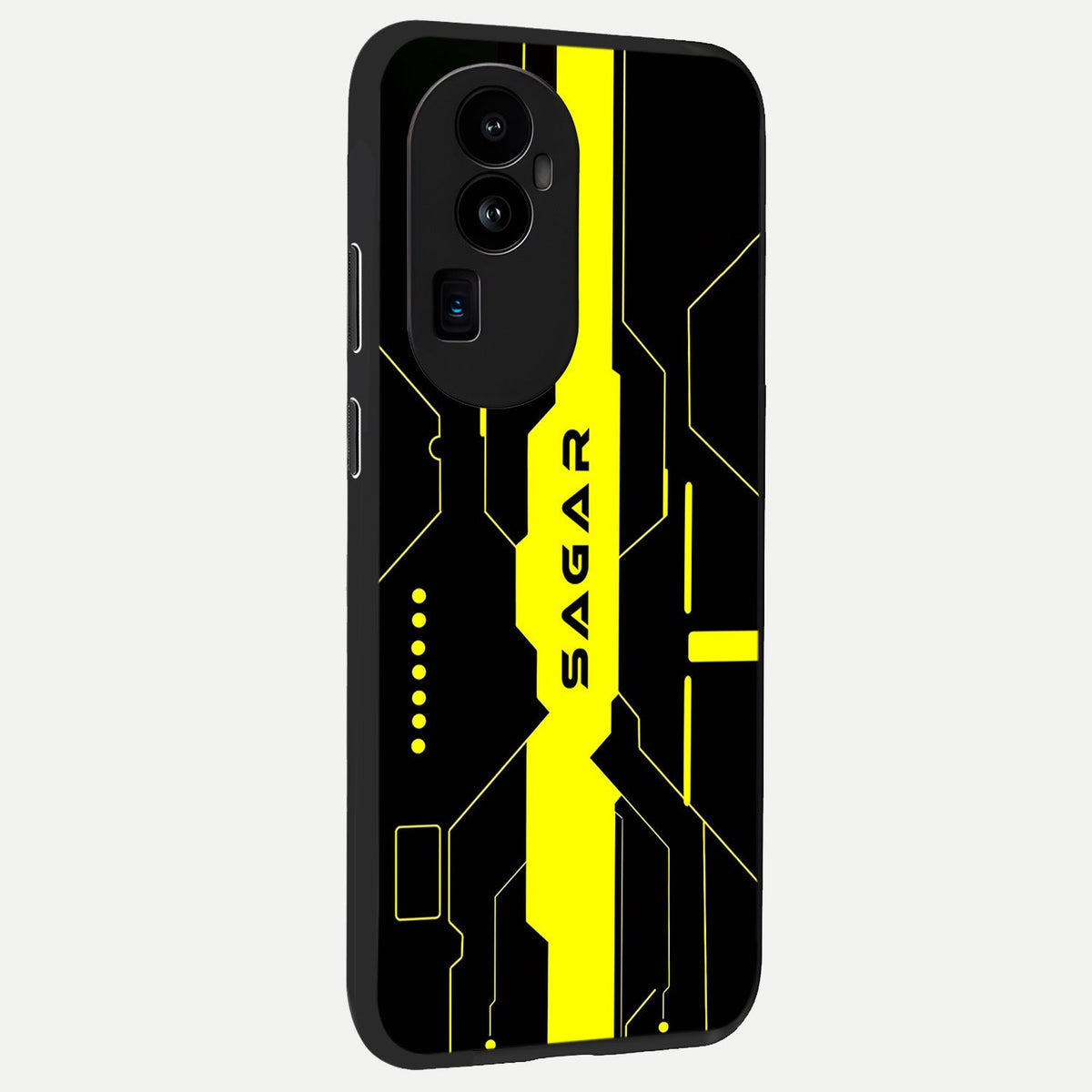 Neon CYBERPUNK Custom Name back cover For Oppo Reno 10 Pro Plus slim fit glass case with vibrant aesthetic design