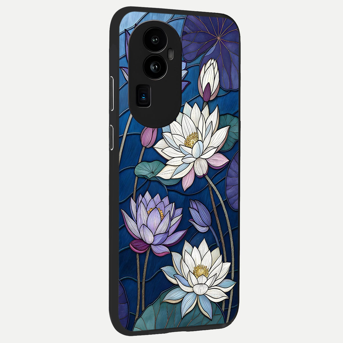 Purple Lotus Stained back cover For Oppo Reno 10 Pro Plus slim fit glass case with vibrant aesthetic design
