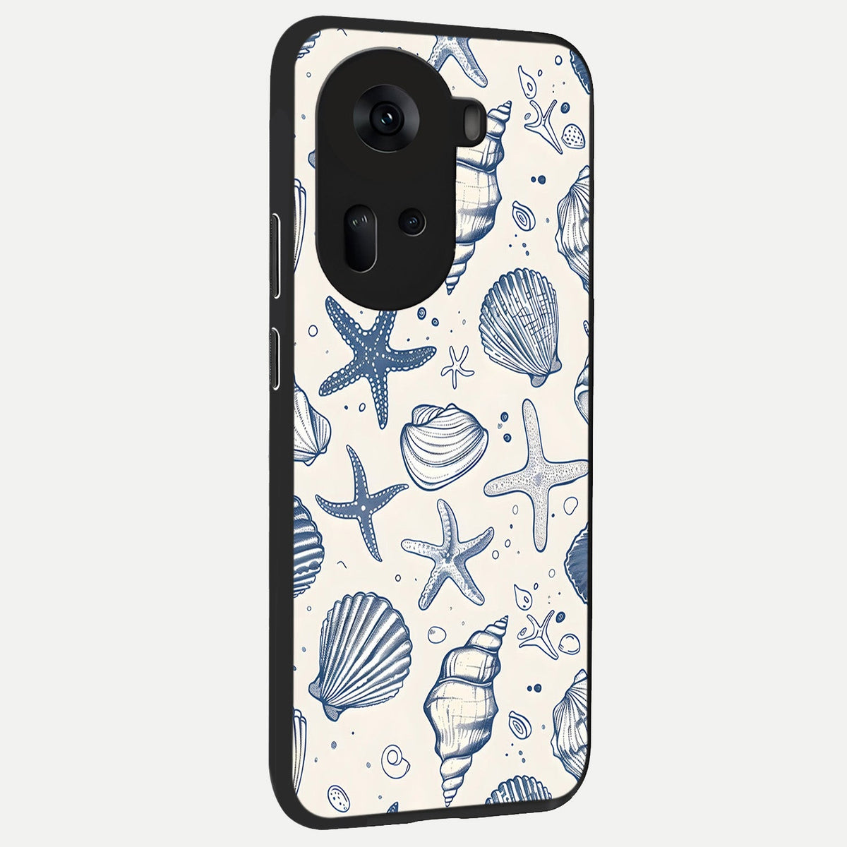 Blue Ocean Outline back cover For Oppo Reno 11 5G slim fit glass case with vibrant aesthetic design