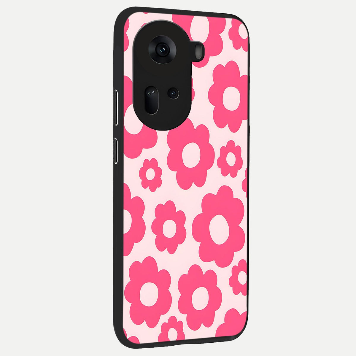 Blush Flower Pop back cover For Oppo Reno 11 5G slim fit glass case with vibrant aesthetic design
