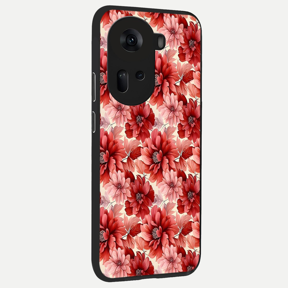 Crimson Love Petals back cover For Oppo Reno 11 5G slim fit glass case with vibrant aesthetic design
