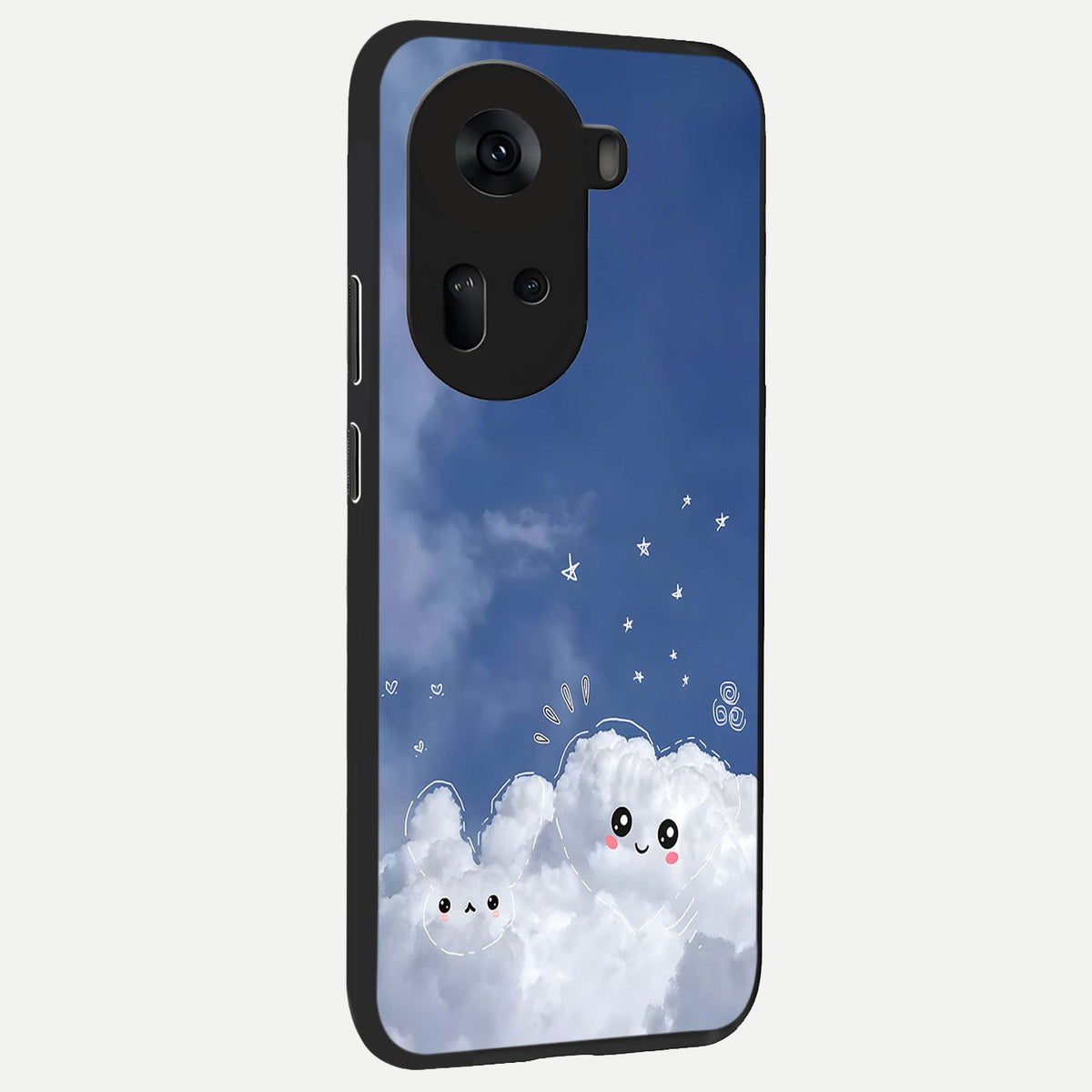 Cute Blossom Cloud back cover For Oppo Reno 11 5G slim fit glass case with vibrant aesthetic design