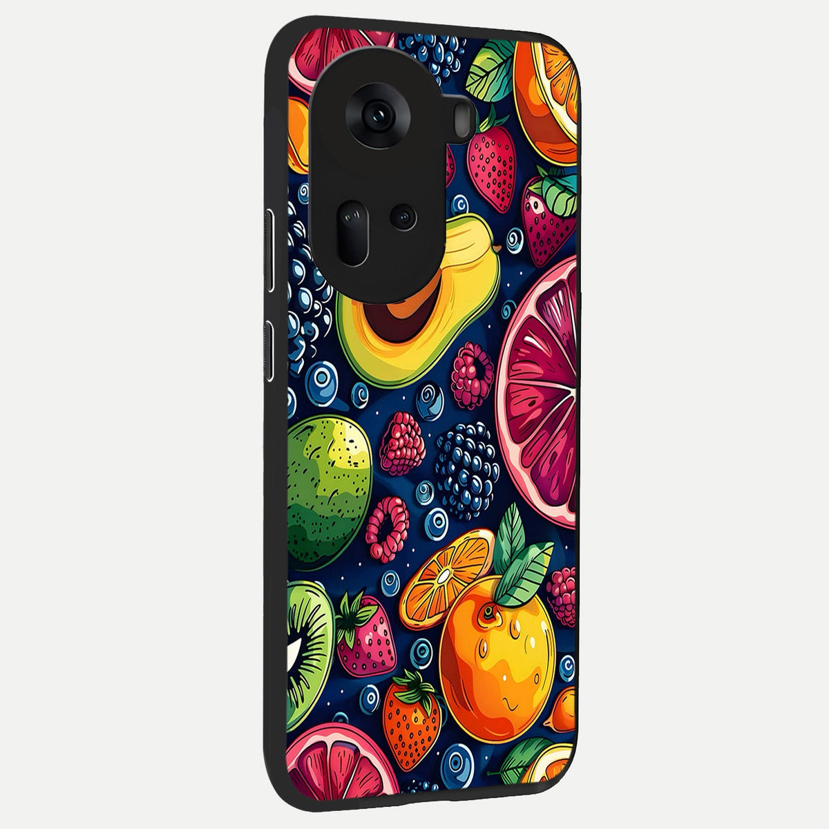 Cute Fruits Art back cover For Oppo Reno 11 5G slim fit glass case with vibrant aesthetic design