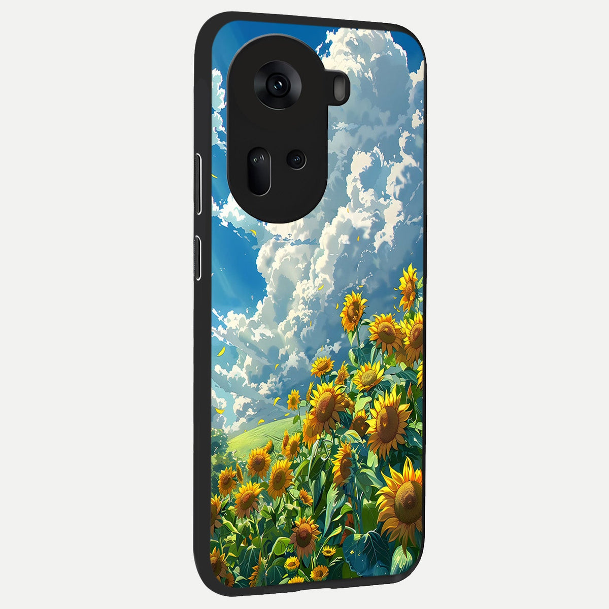 Golden Sun Glory back cover For Oppo Reno 11 5G slim fit glass case with vibrant aesthetic design