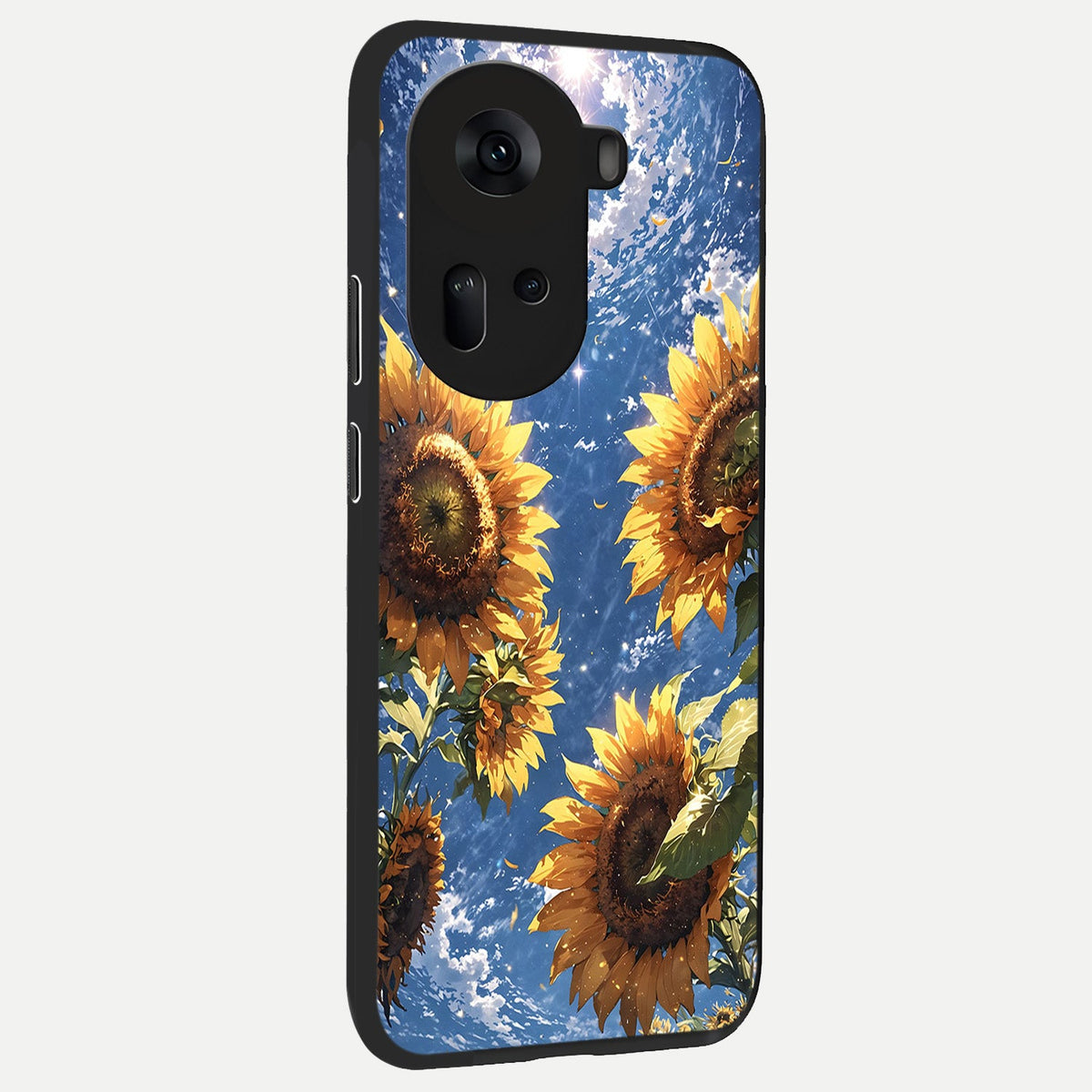 Heavenly Sunflower Rise back cover For Oppo Reno 11 5G slim fit glass case with vibrant aesthetic design