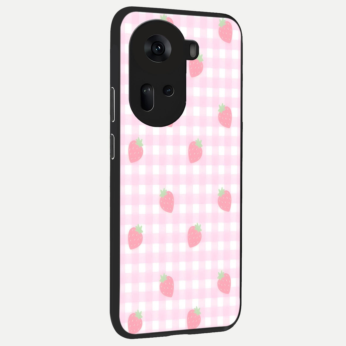 Strawberry Picnic Love back cover For Oppo Reno 11 5G slim fit glass case with vibrant aesthetic design