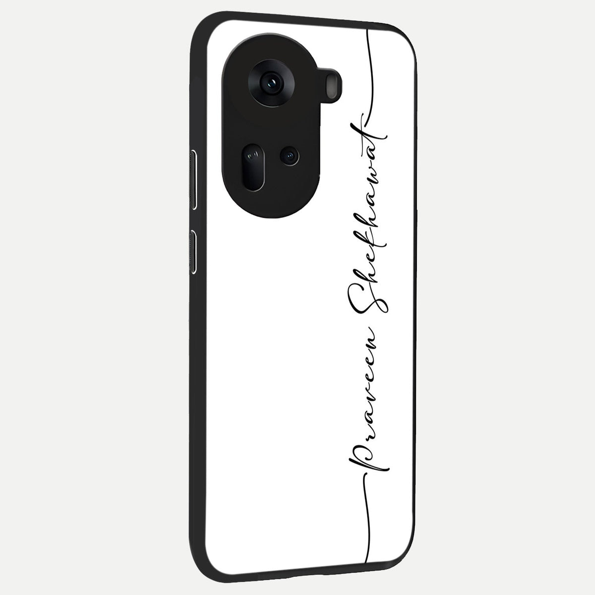 White Tune Custom Name back cover For Oppo Reno 11 5G slim fit personalized glass case with aesthetic design