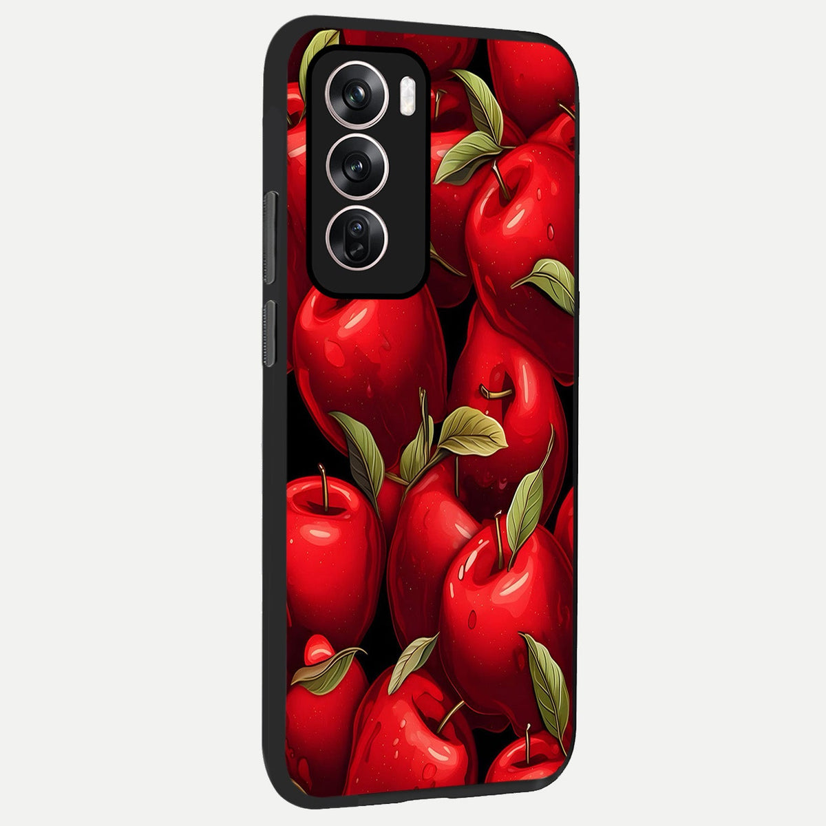 Apple Pattern back cover For Oppo Reno 12 Pro slim fit glass case with vibrant aesthetic design
