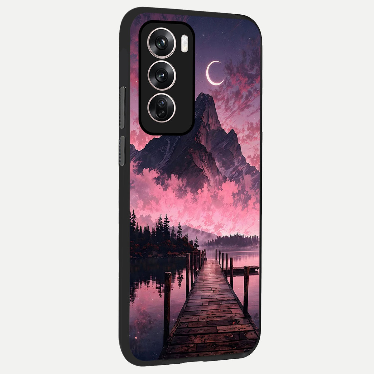 Beautiful Mountain View back cover For Oppo Reno 12 Pro slim fit glass case with vibrant aesthetic design