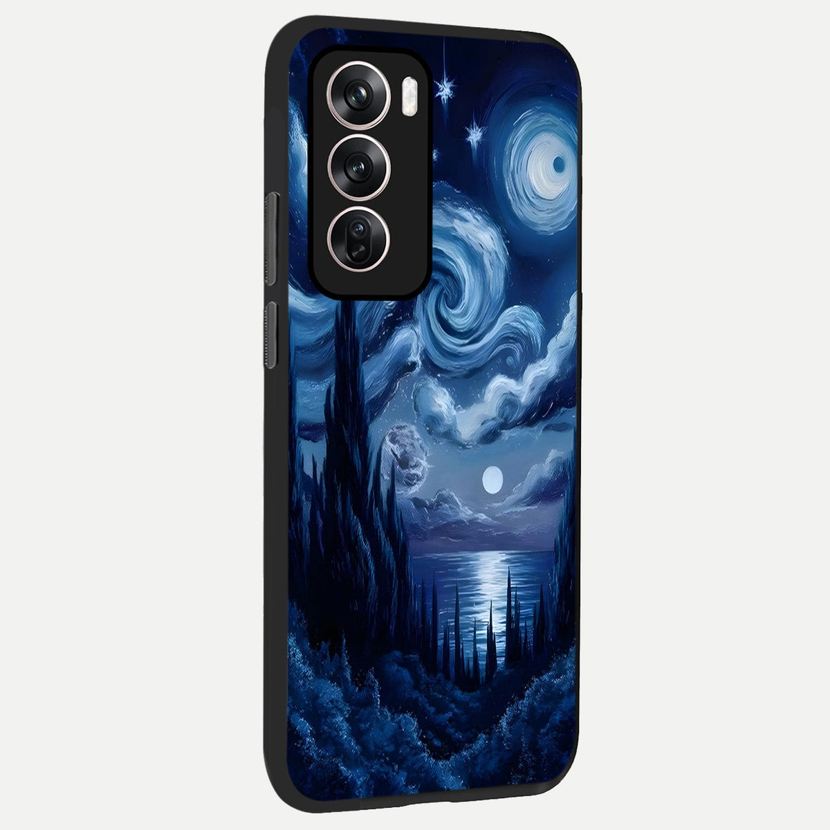 Celestial Dream Van Gogh back cover For Oppo Reno 12 Pro slim fit glass case with vibrant aesthetic design