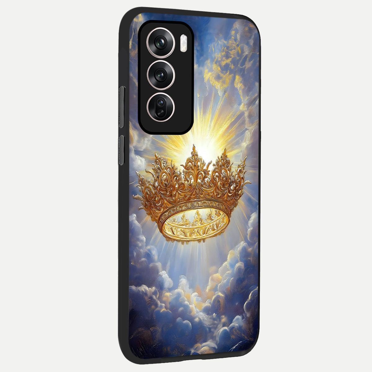 Heavenly Crown Light back cover For Oppo Reno 12 Pro slim fit glass case with vibrant aesthetic design