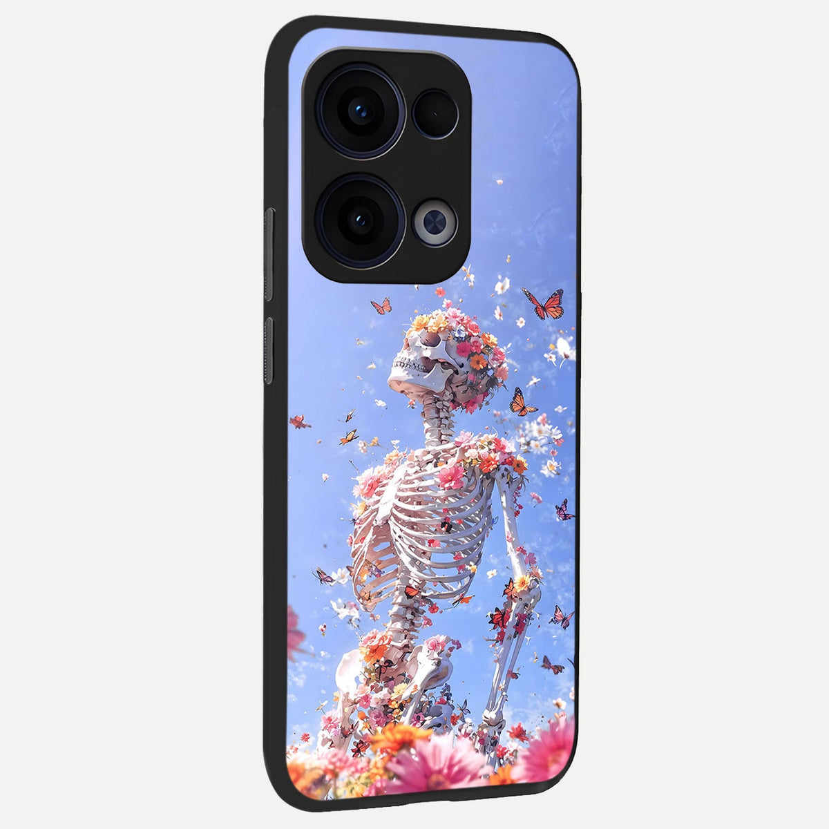 Bloom Beyond Bones back cover For Oppo Reno 13 slim fit glass case with vibrant aesthetic design