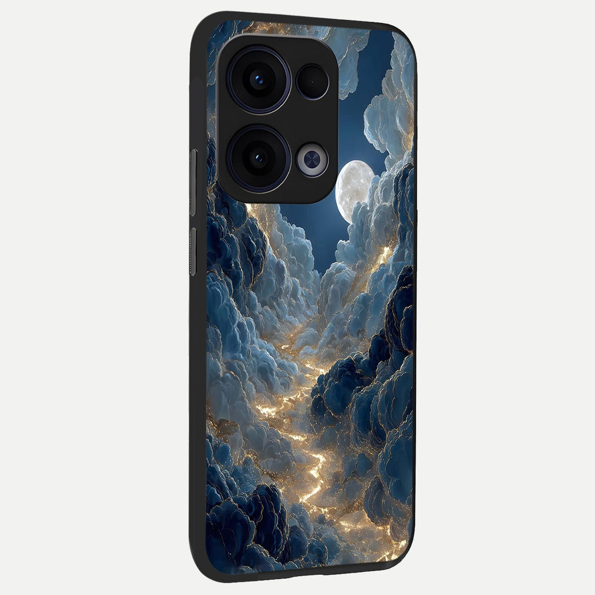 Celestial Cloud Road back cover For Oppo Reno 13 slim fit glass case with vibrant aesthetic design