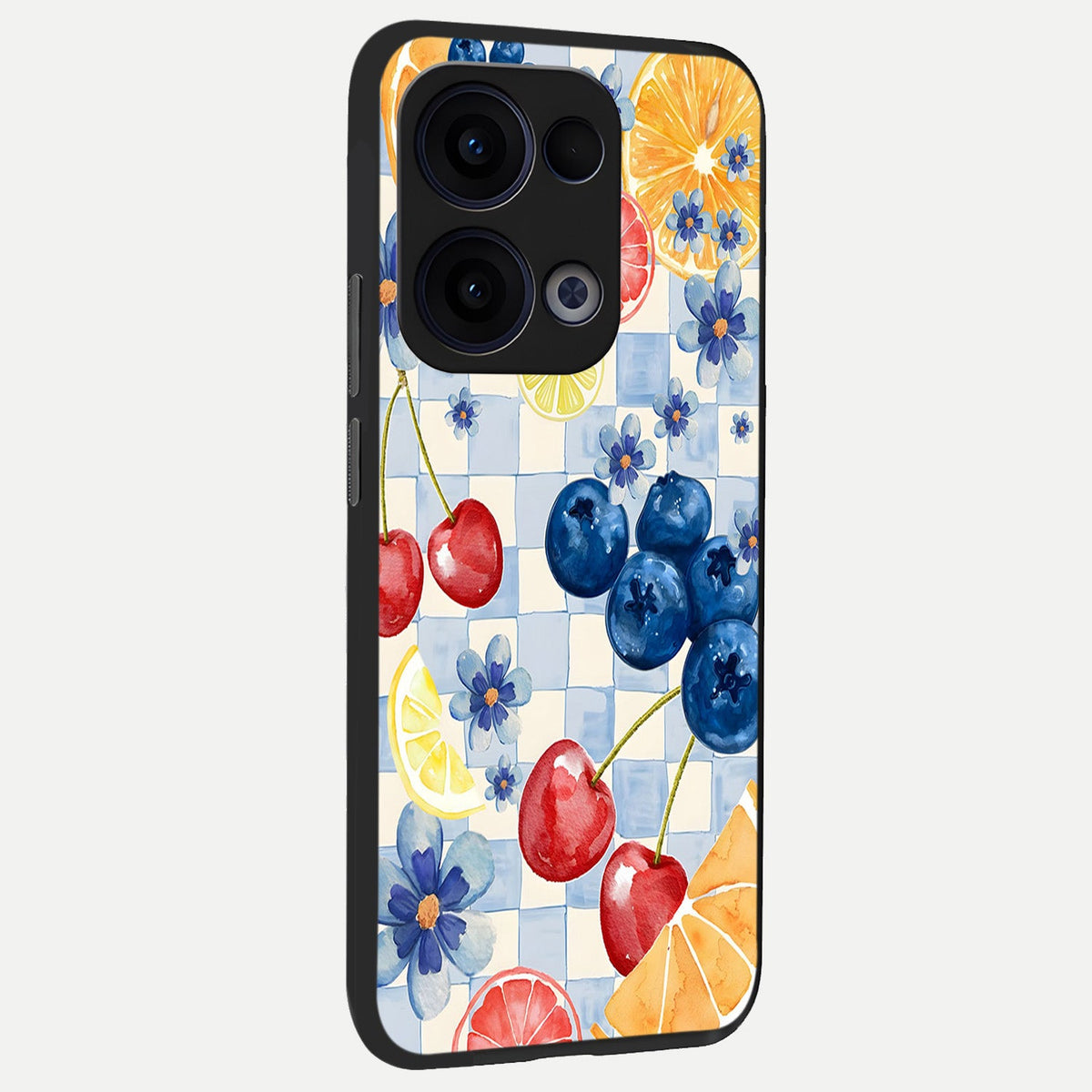 Citrus Bloom Joy back cover For Oppo Reno 13 slim fit glass case with vibrant aesthetic design
