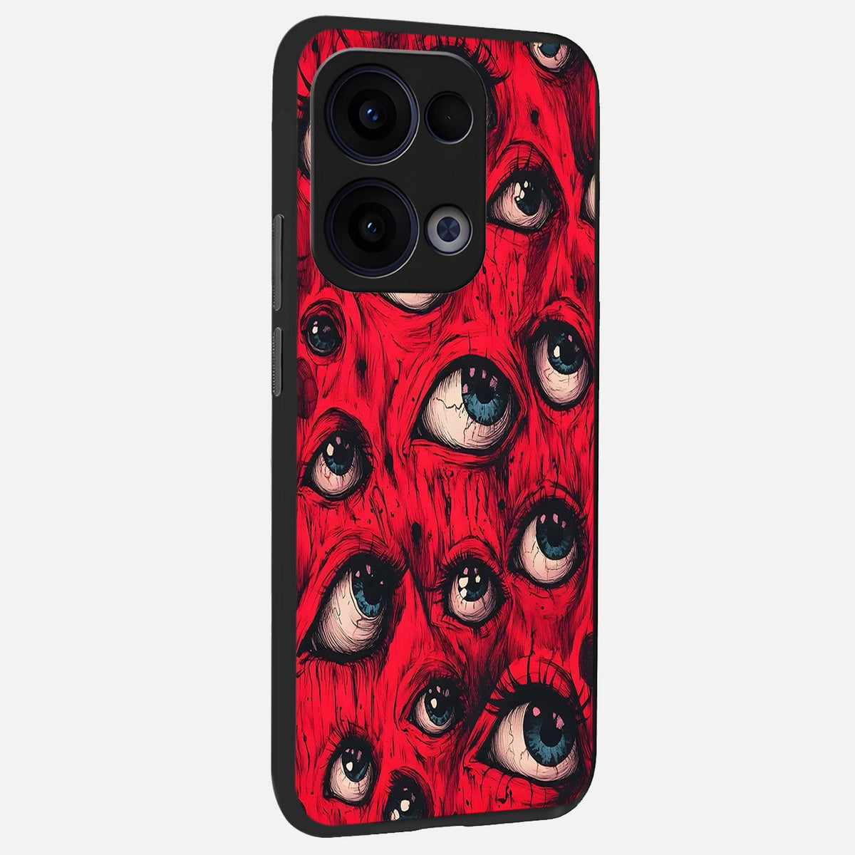 Red Eyes Pattern back cover For Oppo Reno 13 slim fit glass case with vibrant aesthetic design