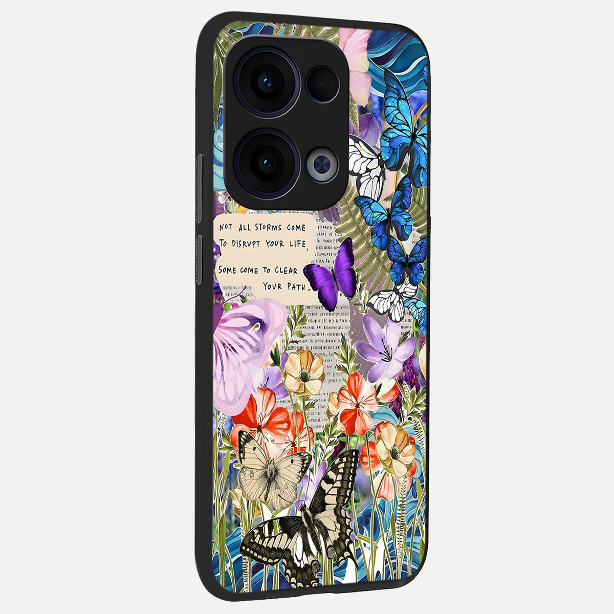 Storm Path Bloom back cover For Oppo Reno 13 slim fit glass case with vibrant aesthetic design
