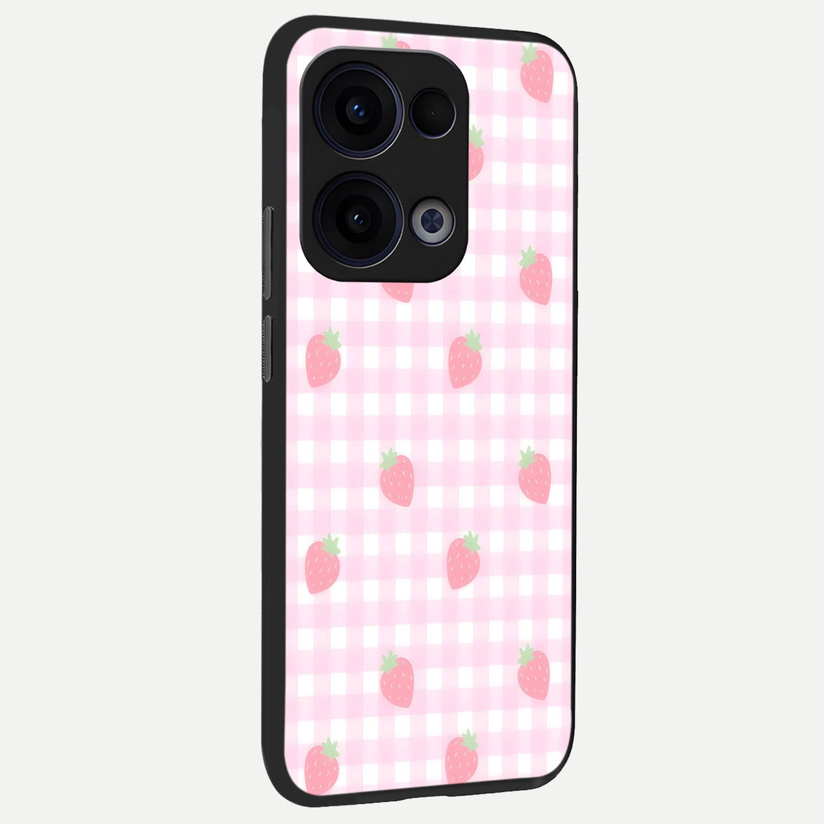 Strawberry Picnic Love back cover For Oppo Reno 13 slim fit glass case with vibrant aesthetic design