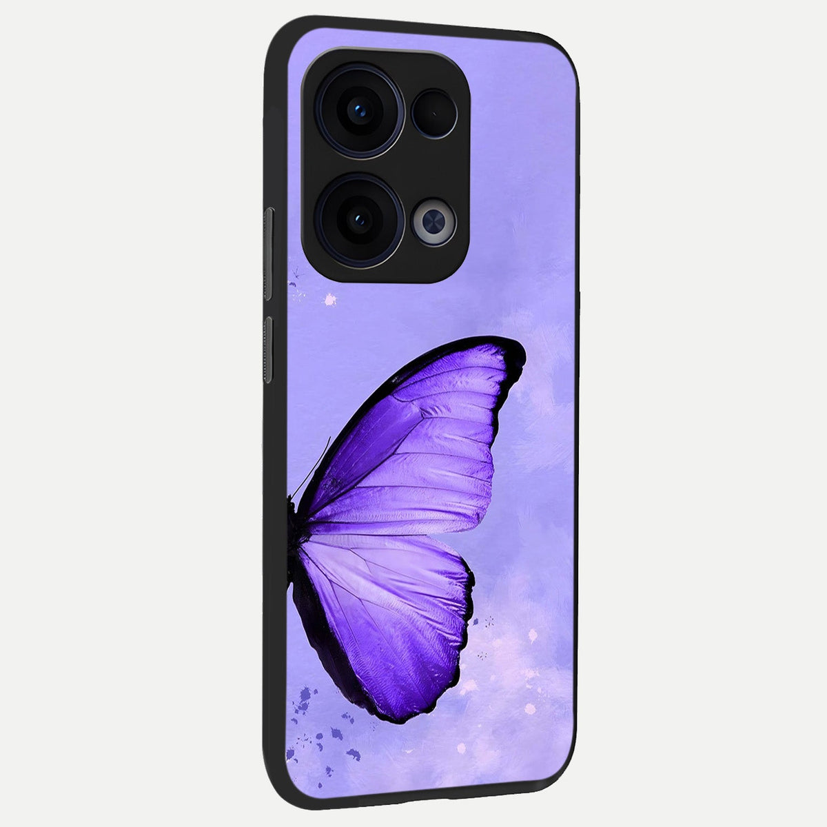 Violet Dream Wing back cover For Oppo Reno 13 slim fit glass case with vibrant aesthetic design