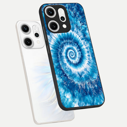 Blue Galaxy Wave phone case For Oppo Reno 14 Pro showing premium glass back cover with detailed artwork
