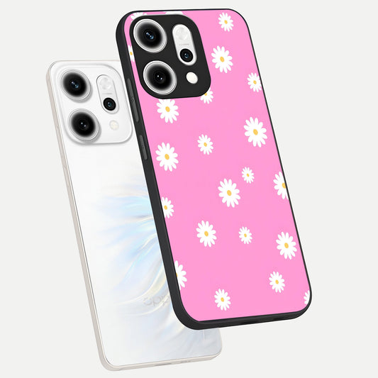 Bubblegum Daisy Pop phone case For Oppo Reno 14 Pro showing premium glass back cover with detailed artwork