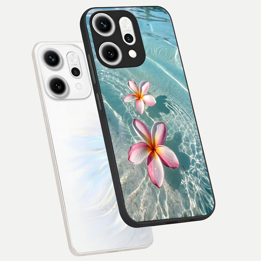 Floating Bloom Bliss phone case For Oppo Reno 14 Pro showing premium glass back cover with detailed artwork