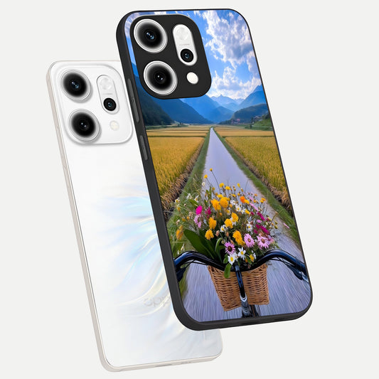 Golden Field Journey phone case For Oppo Reno 14 Pro showing premium glass back cover with detailed artwork