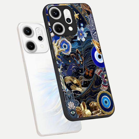 Golden Moon Magic phone case For Oppo Reno 14 Pro showing premium glass back cover with detailed artwork