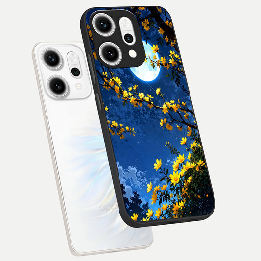 Golden Night Glow phone case For Oppo Reno 14 Pro showing premium glass back cover with detailed artwork