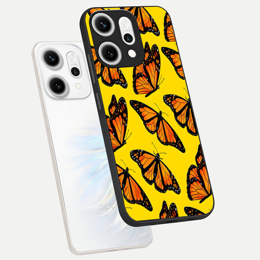 Golden Wing Flight phone case For Oppo Reno 14 Pro showing premium glass back cover with detailed artwork