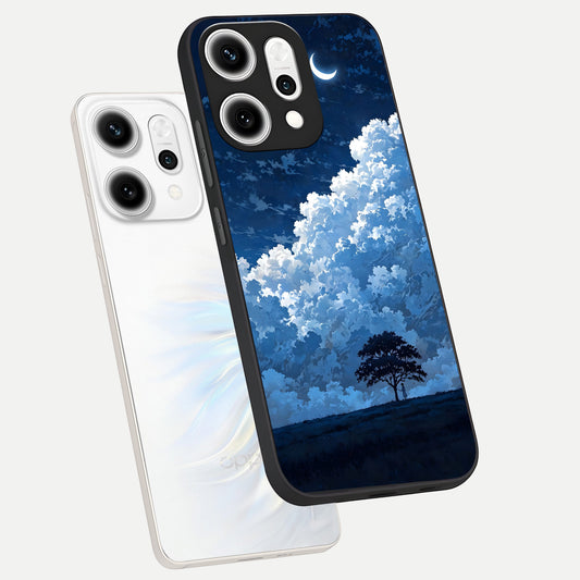 Midnight Sky Serenity phone case For Oppo Reno 14 Pro showing premium glass back cover with detailed artwork