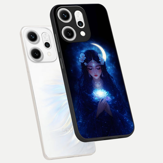 Mystic Moon Queen phone case For Oppo Reno 14 Pro showing premium glass back cover with detailed artwork
