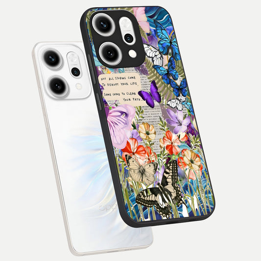 Storm Path Bloom phone case For Oppo Reno 14 Pro showing premium glass back cover with detailed artwork