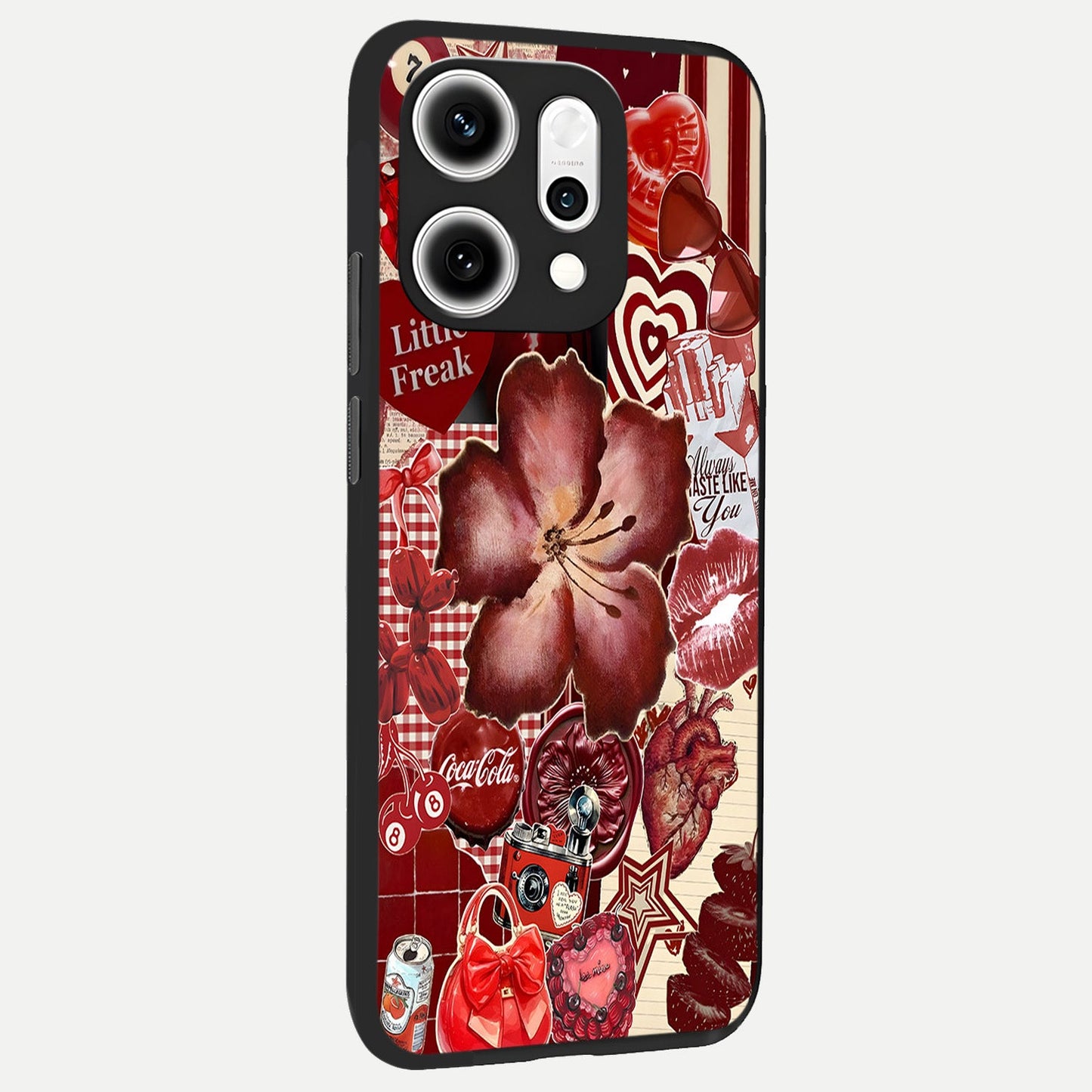 Aesthetic Little Freak back cover For Oppo Reno 14 Pro slim fit glass case with vibrant aesthetic design