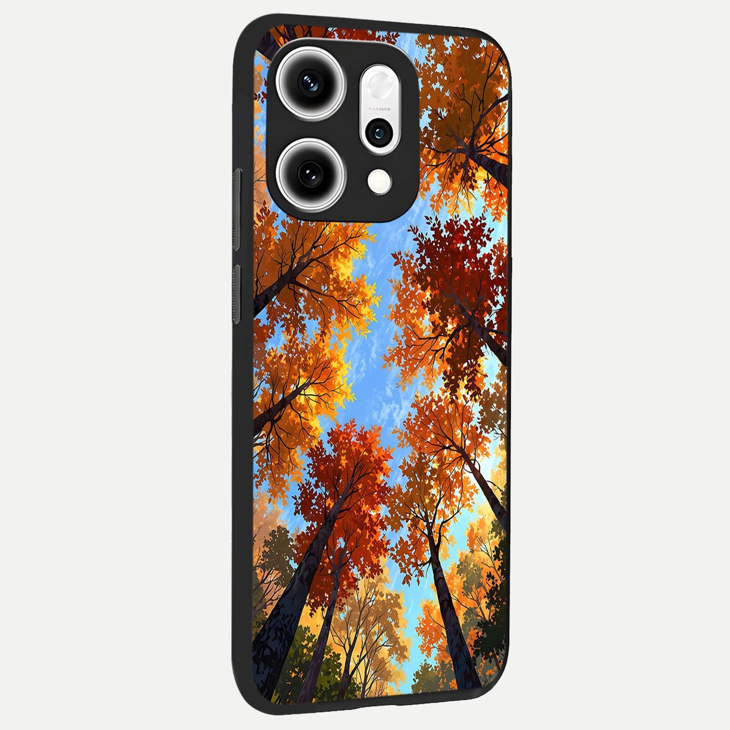 Autumn Sky Rise back cover For Oppo Reno 14 Pro slim fit glass case with vibrant aesthetic design