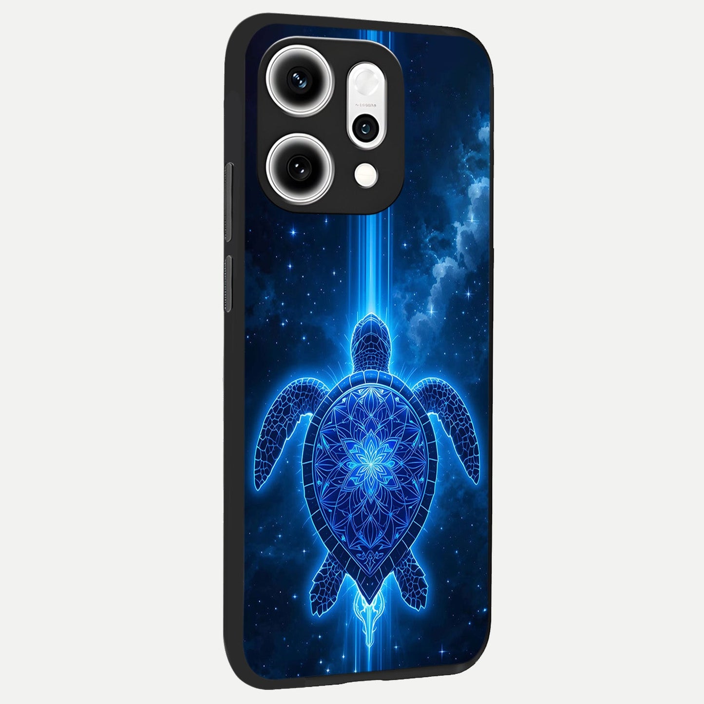 Blue Galaxy Turtle back cover For Oppo Reno 14 Pro slim fit glass case with vibrant aesthetic design