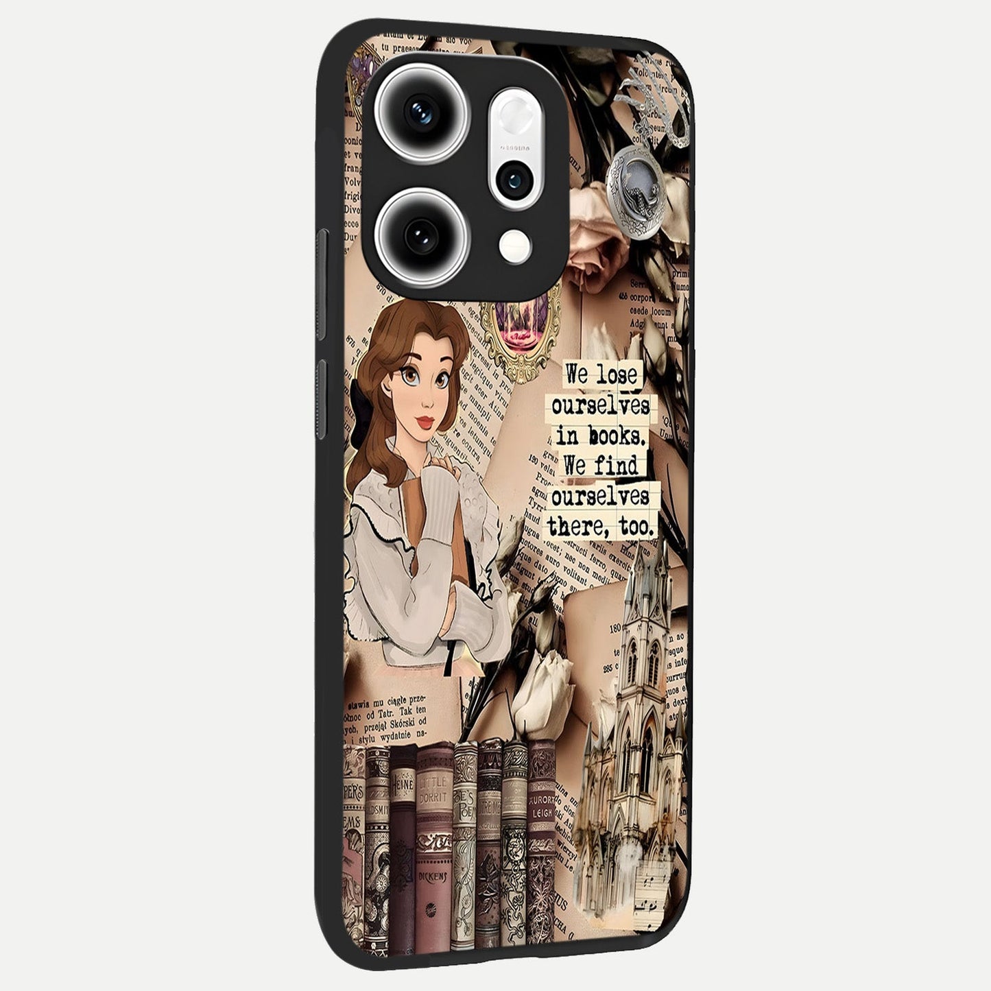 Bookish Dream World back cover For Oppo Reno 14 Pro slim fit glass case with vibrant aesthetic design