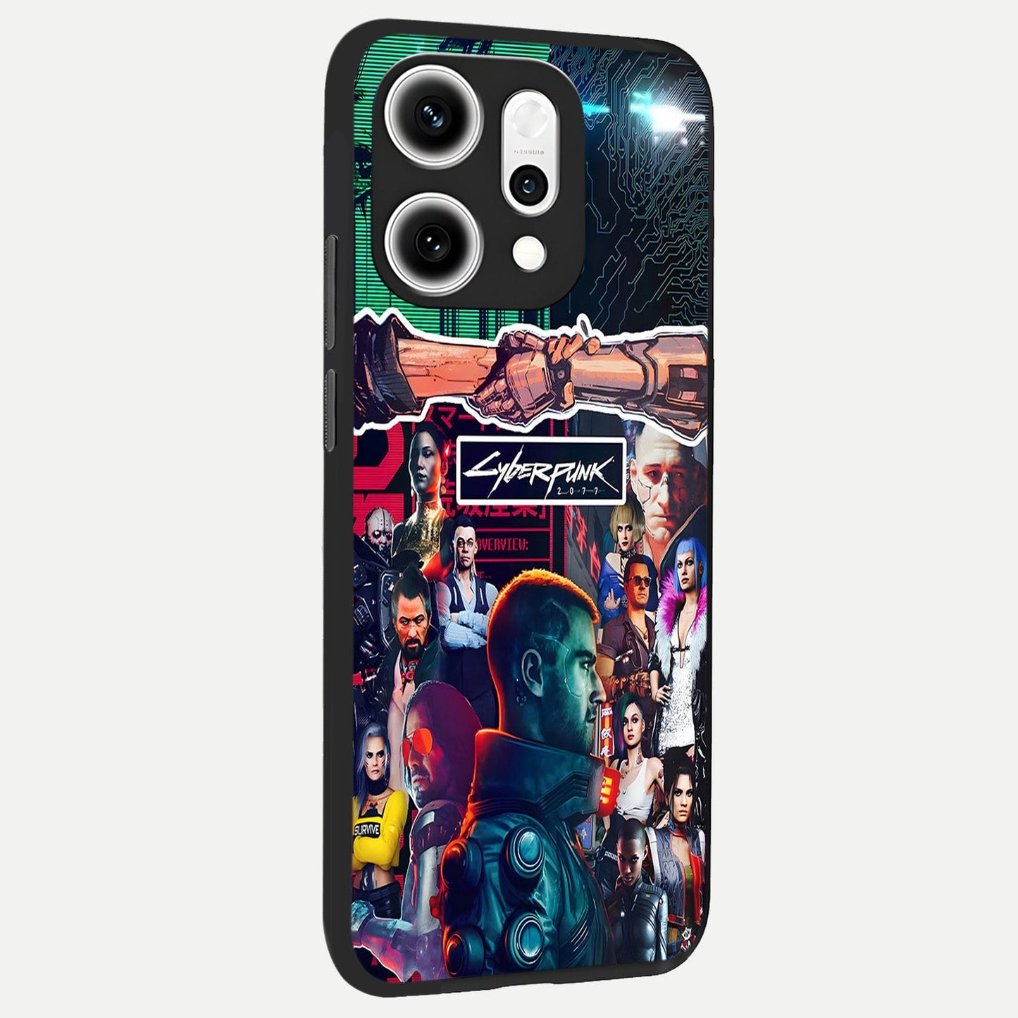 CYBERPUNK Legacy back cover For Oppo Reno 14 Pro slim fit glass case with vibrant aesthetic design