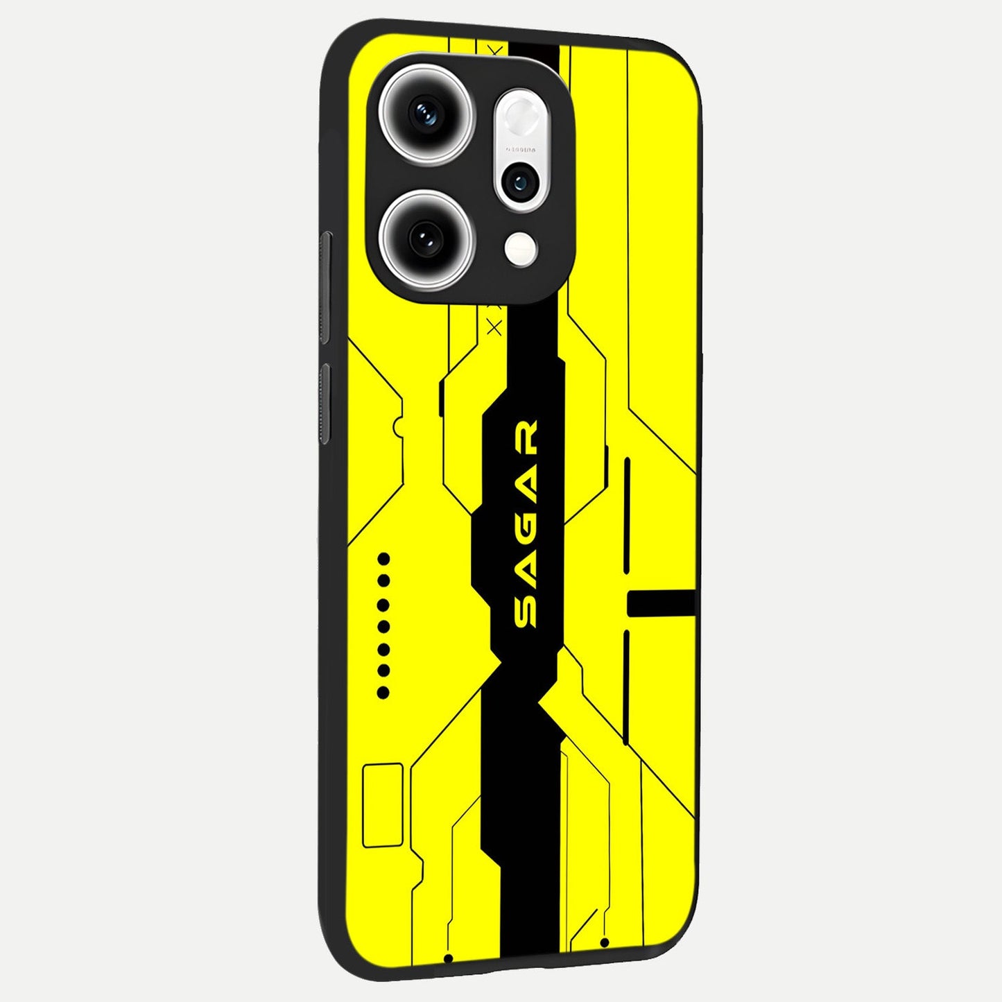 Circuit CYBERPUNK Custom Name back cover For Oppo Reno 14 Pro slim fit glass case with vibrant aesthetic design