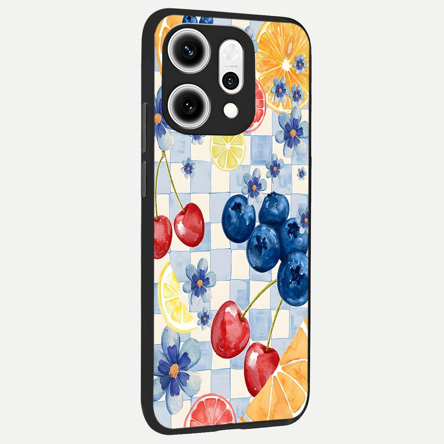 Citrus Bloom Joy back cover For Oppo Reno 14 Pro slim fit glass case with vibrant aesthetic design