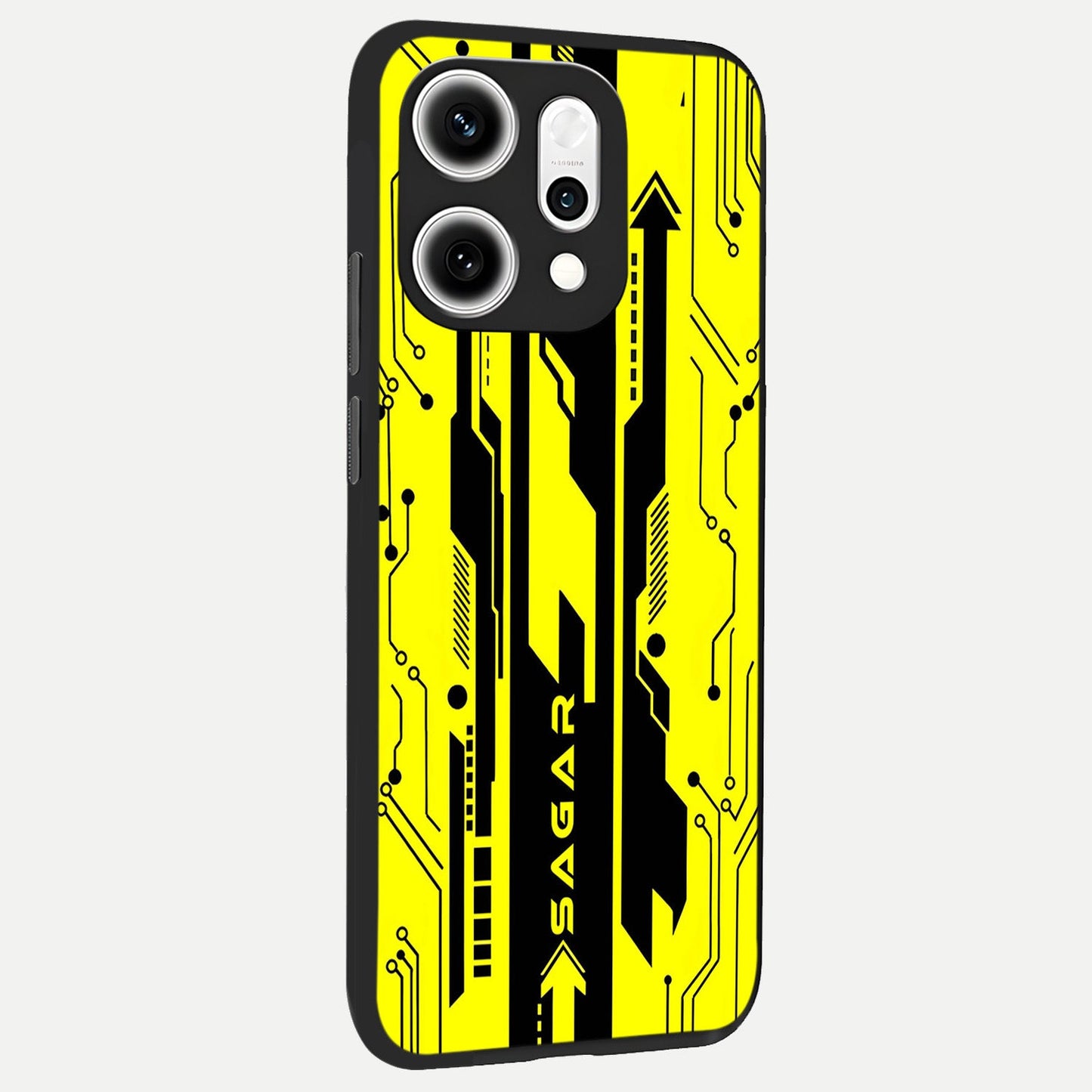 Electric Pulse CYBERPUNK Custom Name back cover For Oppo Reno 14 Pro slim fit glass case with vibrant aesthetic design