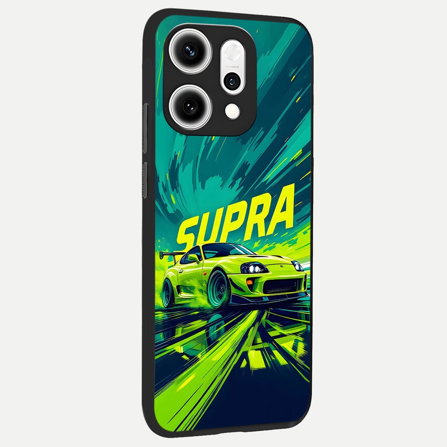 Electric Supra Thunder back cover For Oppo Reno 14 Pro slim fit glass case with vibrant aesthetic design