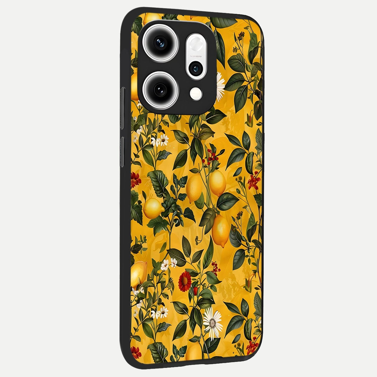 Golden Lemon Field back cover For Oppo Reno 14 Pro slim fit glass case with vibrant aesthetic design