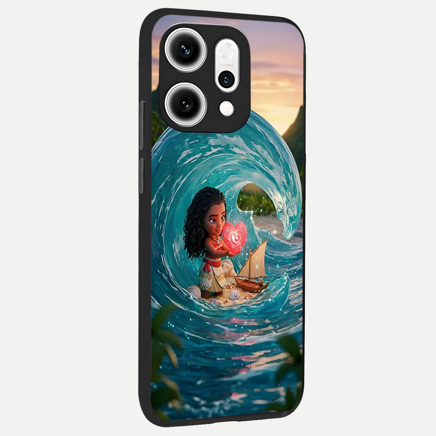 Heart of Ocean back cover For Oppo Reno 14 Pro slim fit glass case with vibrant aesthetic design